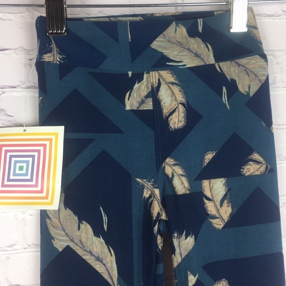 SOFT stretchy NEW LuLaRoe Kids Leggings with feather print S/M (2T - 8) - Picture 5 of 8